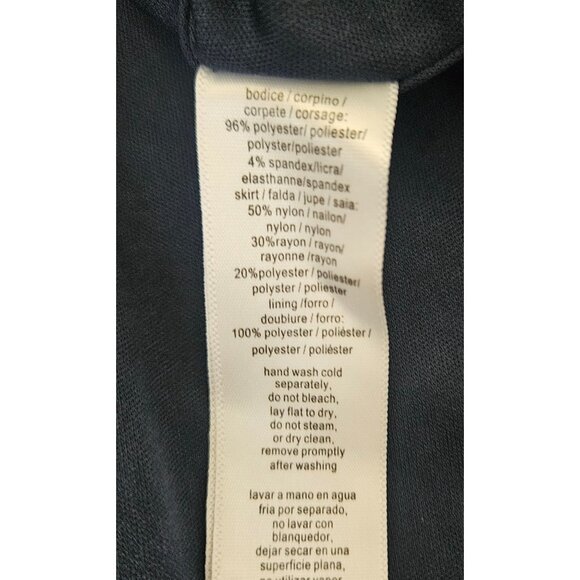 Alex Evenings Navy Tea-Length Soutache Sequined Dress Tie Belt Size 8 Party - Picture 11 of 11